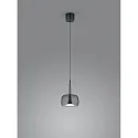 Helestra Pendelarmatuur FLUTE 1-vlams IP20, gesatineerd, zwart chroom dimbaar