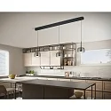 Helestra LED Pendant luminaire FLUTE LED, Balken, 3 flames, IP20, chrome