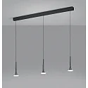 Pendelarmatuur FLUTE 3-vlams IP20, gesatineerd, zwart chroom dimbaar