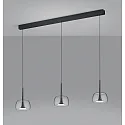 Pendelarmatuur FLUTE 3-vlams IP20, gesatineerd, zwart chroom dimbaar