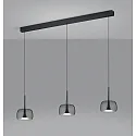 Pendelarmatuur FLUTE 3-vlams IP20, gesatineerd, zwart chroom dimbaar