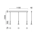 Pendelarmatuur FLUTE 3-vlams IP20, gesatineerd, zwart chroom dimbaar