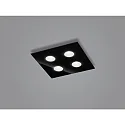 Plafondarmatuur NOMI 4-vlams, vierkant LED IP20, zwart dimbaar