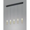 Helestra pendant luminaire LIDOS 5 flames, direct / indirect IP20, black matt dimmable