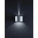 Wandarmatuur voor buitenshuis SIRI 44-R up down, rond, instelbaar IP54, zilvergrijs dimbaar