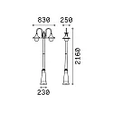 Ideal Lux Outdoor luminaire CIMA PT2 Floor lamp, 2 flames, E27, black/gold