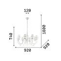 Ideal Lux Kroonluchter BLANCHE SP8 8-vlams E14 IP20, wit 