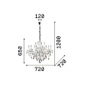 Ideal Lux Chandelier FLORIAN SP12, 12 flames, E14, chrome