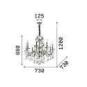 Ideal Lux Kroonluchter GIOCONDA SP8 8-vlams E14 IP20, goud 