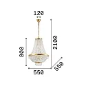 Pendant luminaire CAESAR, 12 flames, Ø 55cm,  incl. G9 28W 2700K, with ice chrystal tips