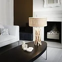Ideal Lux Tafelarmatuur DRIFTWOOD 1-vlams, met lampenkap E27 IP20, canvas, hout