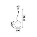 Ideal Lux Pendelarmatuur voor buiten SOLE Ø 30CM baalvormig E27 IP44, opaalwit dimbaar