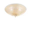 Ceiling luminaire SHELL, 4 flames, Ø 50cm, E27, amber-split glass / brass