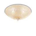 Ceiling luminaire SHELL, 5 flames, Ø 60cm, E27, amber-split glass / brass