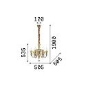 Ideal Lux Kroonluchter STRAUSS 6-vlams E14 IP20, barnsteen, roségoud, transparant