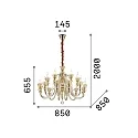 Ideal Lux Chandelier STRAUSS, 18 flames, Ø 85cm, E14, rose gold / clear glass / amber chrystal glass