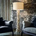 Ideal Lux Staande lamp DRIFTWOOD 1-vlams, met lampenkap E27 IP20, canvas, hout