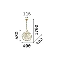 Ideal Lux Pendant luminaire KONSE, 1 flame, Ø 40cm, E27, satined dark gold