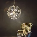 Ideal Lux Pendant luminaire KONSE, 7 flames, Ø 80cm, E27, satined dark gold