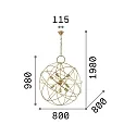 Ideal Lux Pendant luminaire KONSE, 7 flames, Ø 80cm, E27, satined dark gold