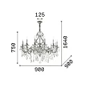 Ideal Lux Chandelier GIOCONDA, 12 flames , Ø 90cm, E14, gold