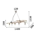 Ideal Lux Pendelarmatuur DRIFTWOOD 6-vlams E27 IP20, hout