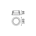 Ideal Lux LED recessed spot BASIC WIDE, IP44, Ø 10.3cm, 10W 3000K 1000lm 85°, matt white