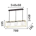 Pendelarmatuur LINGOTTO SP3 3-vlams, 1-voudig, instelbaar E14 IP20, zwart mat, messing gesatineerd dimbaar