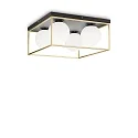Plafondarmatuur LINGOTTO PL4 4-vlams E14 IP20, zwart mat, messing gesatineerd dimbaar