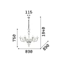 Ideal Lux Pendelarmatuur BRIGITTA 8-vlams E14 IP20, transparant