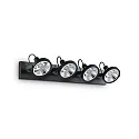 Wand- en plafondarmatuur GLIM 4-vlams GU10 IP20, zwart, gepoedercoat