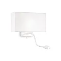 Wall luminaire HOTEL AP1, E27 + LED spot, fabric shade, with 2 switches, white