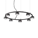 Pendant luminaire MINOR ROUND, 8 flames, Ø 76.5cm, incl. GX53 7W 3000K, black