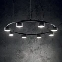 Ideal Lux Pendant luminaire MINOR ROUND, 8 flames, Ø 76.5cm, incl. GX53 7W 3000K, black
