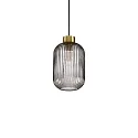 Pendant luminaire MINT-1, Ø 14cm, E27, smoked glass / brass satin