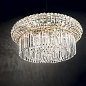 Ideal Lux Pendant luminaire NABUCCO, 12 flames, Ø 60cm, E14, gold / clear chrystals
