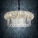 Ideal Lux Pendant luminaire NABUCCO, 12 flames, Ø 60cm, E14, gold / clear chrystals