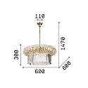 Ideal Lux Pendant luminaire NABUCCO, 12 flames, Ø 60cm, E14, gold / clear chrystals