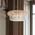 Ideal Lux Pendant luminaire NABUCCO, 18 flames, Ø 70cm, E14, gold / clear chrystals