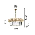 Ideal Lux Pendant luminaire NABUCCO, 18 flames, Ø 70cm, E14, gold / clear chrystals