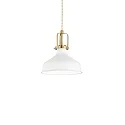 Pendant luminaire ERIS-1, E27, metal / details in satined gold / fabric coated cable, white