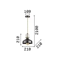 Ideal Lux Pendant luminaire ERIS-1, E27, metal / details in satined gold / fabric coated cable, white
