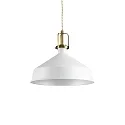Pendant luminaire ERIS-2, E27, metal / details in satined gold / fabric coated cable, white
