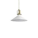 Pendant luminaire ERIS-3, E27, metal / details in satined gold / fabric coated cable, white