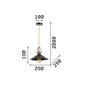 Ideal Lux Pendant luminaire ERIS-3, E27, metal / details in satined gold / fabric coated cable, white
