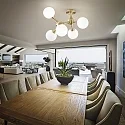 Ideal Lux Ceiling luminaire NODI, 5 flames, E14, connector rotatable, brushed brass / white