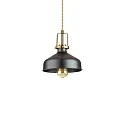 Pendant luminaire ERIS-2, E27, metal / details in satined gold / fabric coated cable, black