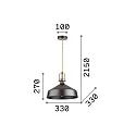 Ideal Lux Pendant luminaire ERIS-2, E27, metal / details in satined gold / fabric coated cable, black
