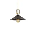 Pendant luminaire ERIS-3, E27, metal / details in satined gold / fabric coated cable, black