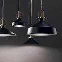 Ideal Lux Pendant luminaire ERIS-4, E27, metal / details in satined gold / fabric coated cable, black